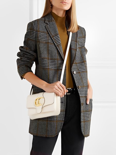 

Vintage Lapel Collar Plaid Regular Fit Jacket, As picture, Jackets