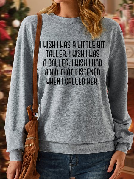 

Women's Funny Mama Letter Printed Casual Crew Neck Sweatshirt, Gray, Hoodies&Sweatshirts