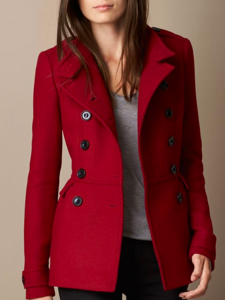 

Casual Cross Neck Plain Loose Blazer, Red, Blazers