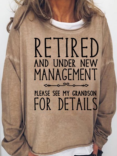 

Women’s Retired Under New Management See Grandson for Details Letters Casual Sweatshirt, Light brown, Hoodies&Sweatshirts