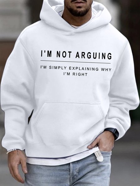 

Men's I Am Arguing I Am Just Explaining Why I Am Right Funny Graphic Printing Hoodie Loose Cat Casual Sweatshirt, White, Hoodies&Sweatshirts