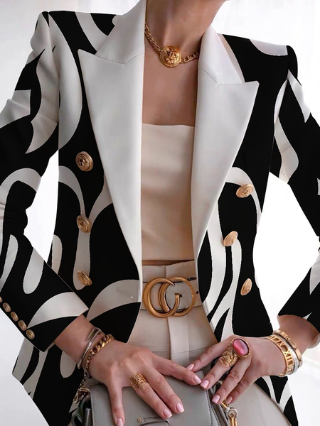 

Loose Urban Lapel Collar Long sleeve Blazer, White, Blazers