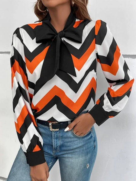 

Color Block Casual Cotton-Blend Others Blouse, Multicolor, Shirts & Blouses