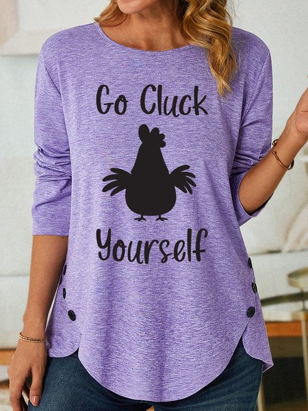 

Lilicloth X Jessanjony Go Cluck Yourself Womens Long Sleeve T-Shirt, Purple, Long sleeves