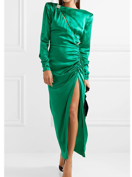 

Elegant Regular Fit Dress & Party Dress, Green, Maxi Dresses