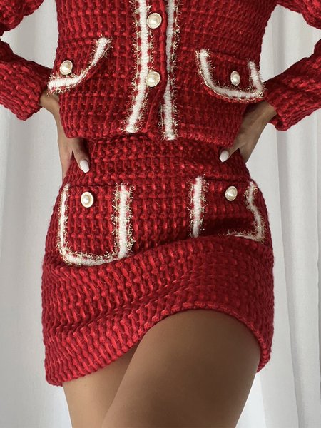 

Elegant Regular Fit Plain Mini Skirt, Red, Skirts