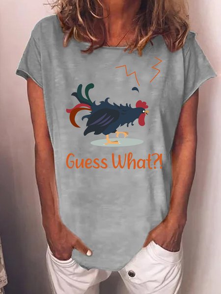 

Lilicloth X Jessanjony Chicken Guess What Womens T-Shirt, Gray, T-shirts