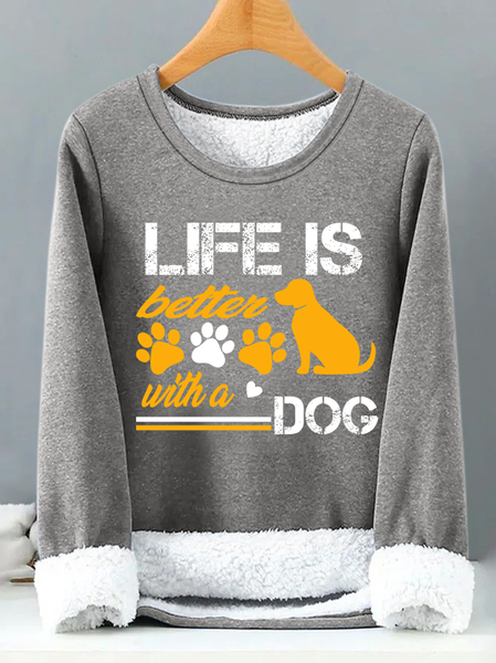 

Lilicloth X Y Life Is Better With A Dog Womens Warmth Fleece Sweatshirt, Gray, Hoodies&Sweatshirts