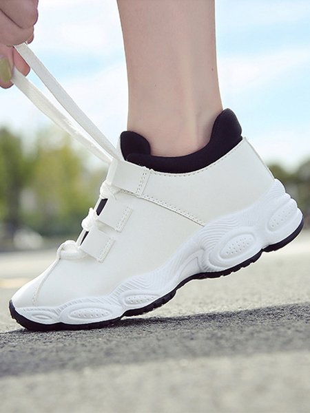 

Lightweight Casual Lace-Up Sneakers, White, Sneakers