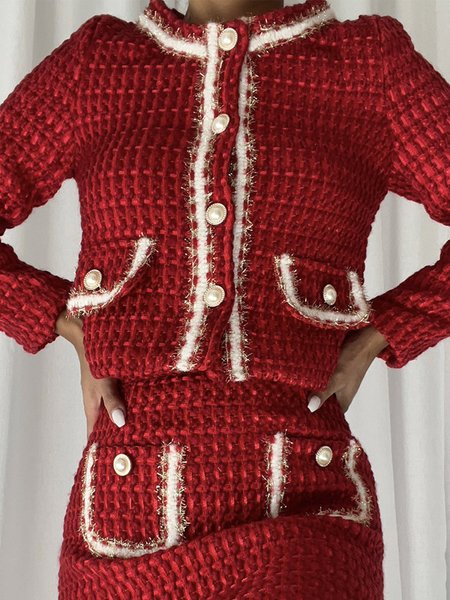 

Elegant Plain Long Sleeve Regular Fit Jacket, Red, Jackets
