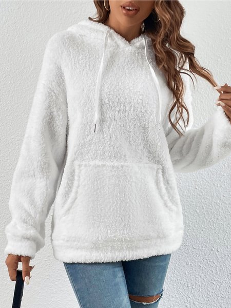 Casual Long sleeve Hoodie Fluff Granular Fleece Fabric Plain Sweatshirt