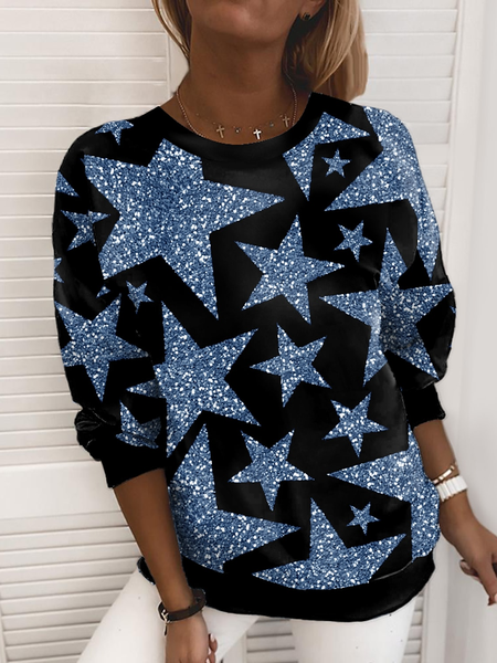 

Geometric Star Casual Crew Neck Regular Fit Sweatshirt, Multicolor, Sweatshirts & Hoodies