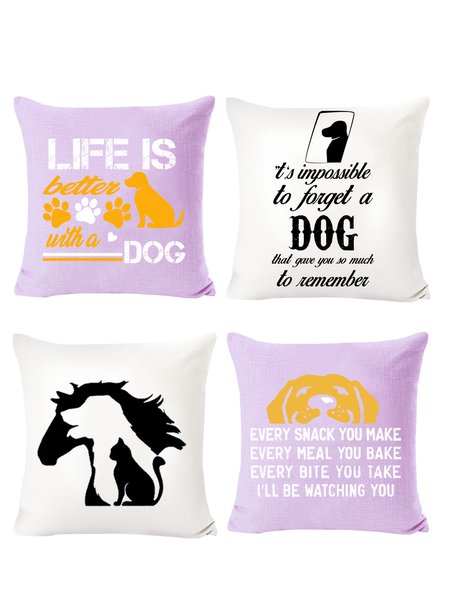

18x18 Set of 4 Cushion Pillow Covers, Lovely Horse Dog Backrest Decorations for Home, Color2, Pillow Covers