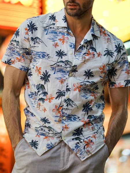 Wonderland Hawaii Short Sleeve Resort Shirt, White, Short Sleeve Shirts