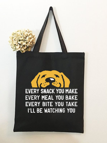 

Every Snack You Make Animal Graphic Casual Shopping Tote Bag, Black, Bags