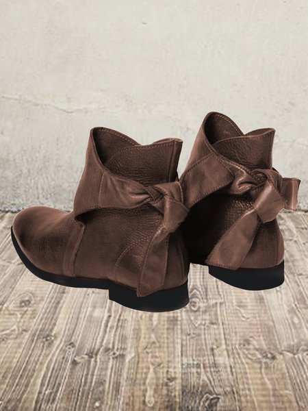 

Vintage and Distressed Knotted Booties, Brown, Boots