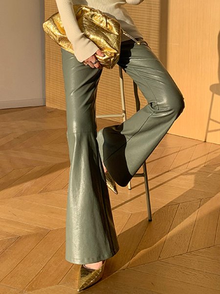 

Plain Regular Fit Urban Fashion Pants, Green, Pants