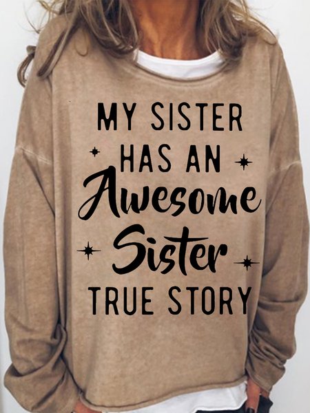 

Women's Funny sister Letters Sweatshirt, Light brown, Hoodies&Sweatshirts
