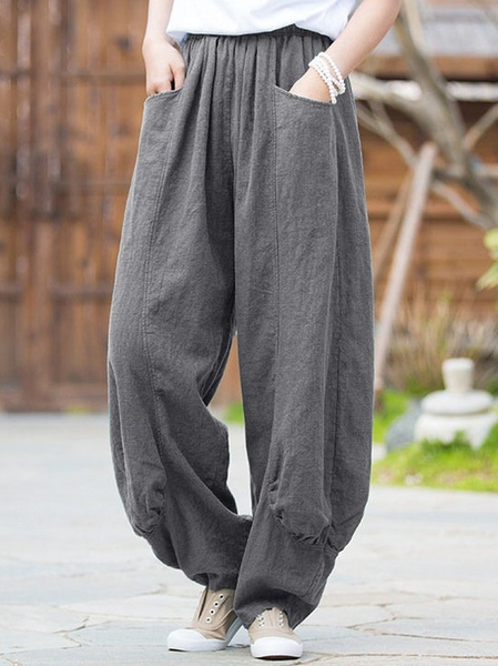 

Cotton Casual Plain Casual Pants, Gray, Pants