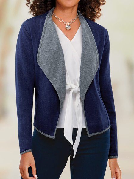 

Shawl Collar Casual Color Block Regular Fit Jacket, Blue, Outerwear