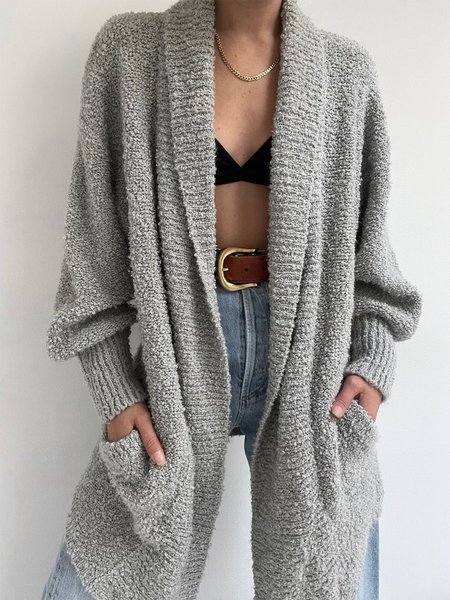 

Loose Casual Shawl Collar Sweater Coat, Gray, Cardigans