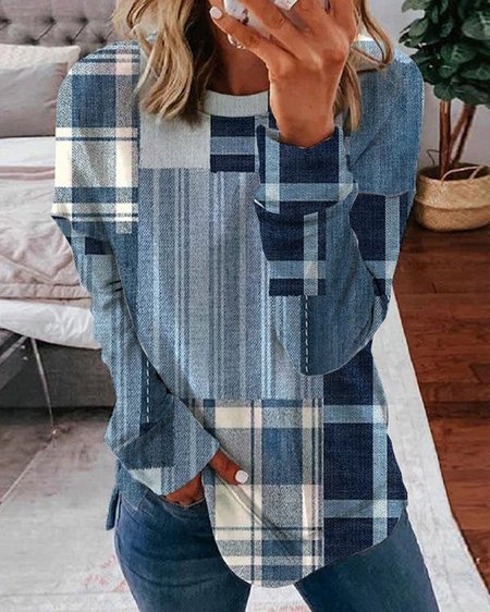 

Colorblock Plaid Casual Sweatshirt, Multicolor, Sweatshirts & Hoodies