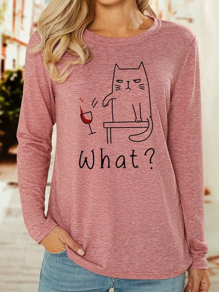 

Lilicloth X Manikvskhan Funny Angry Cat Womens Long Sleeve T-Shirt, Pink, Long sleeves