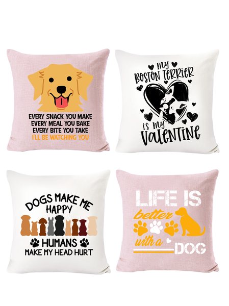 

18x18 Set of 4 Cushion Pillow Covers, Lovely Horse Dog Backrest Decorations for Home, Color3, Pillow Covers