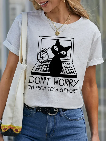 

Lilicloth X Manikvskhan Cat Don't Worry I'm From Tech Support Womens T-Shirt, White, T-shirts