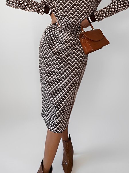 

Regular Fit Elegant Geometric Mid Waist Skirt, As picture, Skirts