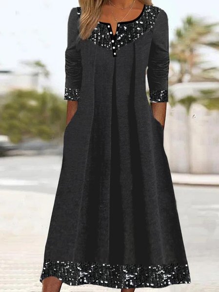 

Loose Plain Casual Dress, Deep gray, Dresses