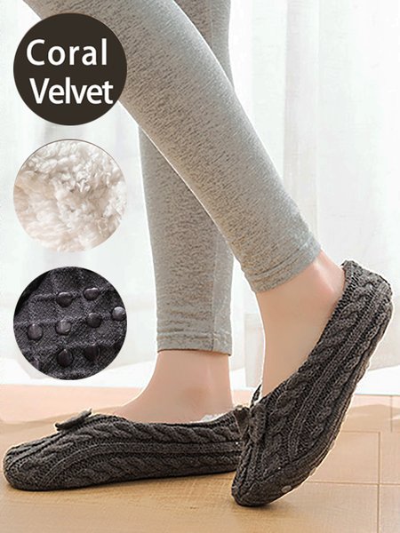 

Woolen Twist Pattern Coral Fleece Socks Floor Socks Autumn Winter Warm Accessories, Deep gray, Socks