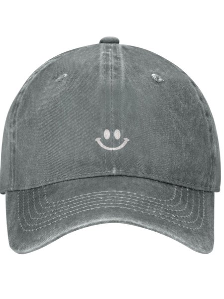 

Smile Face Graphic Adjustable Hat, Gray, Men's Accessories