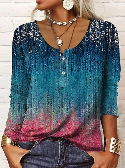 

Crew Neck Casual Gradient T-Shirt, Multicolor, T-Shirts
