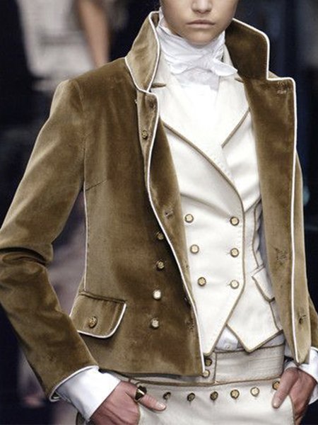 

Regular Fit Urban Color Block Long Sleeve Blazer, As picture, Blazers