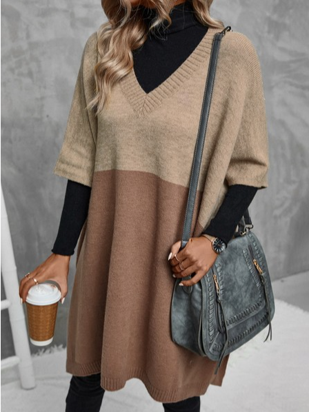 

V Neck Casual Loose Wool/Knitting Sweater, Khaki, Sweaters