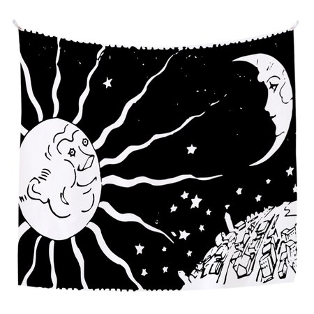 

51x60 Sun and Moon Tapestry Fireplace Art For Backdrop Blanket Home Festival Decor, Color4, Tapestry