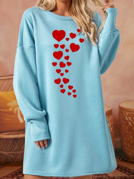 

Womens Valentine‘s Day Hearts Sweatshirt Dress, Light blue, Dresses