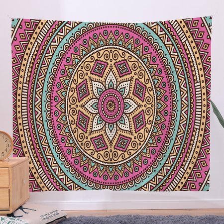 

51x60 Bohemian Mandala Tapestry Fireplace Art For Backdrop Blanket Home Festival Decor, Color4, Tapestry