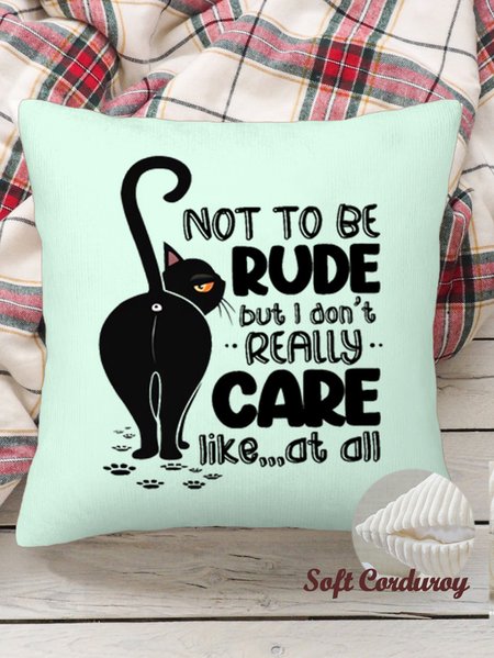 

18*18 Throw Pillow Covers, Cat Soft Corduroy Cushion Pillowcase Case for Living Room, Aqua, Pillow Covers