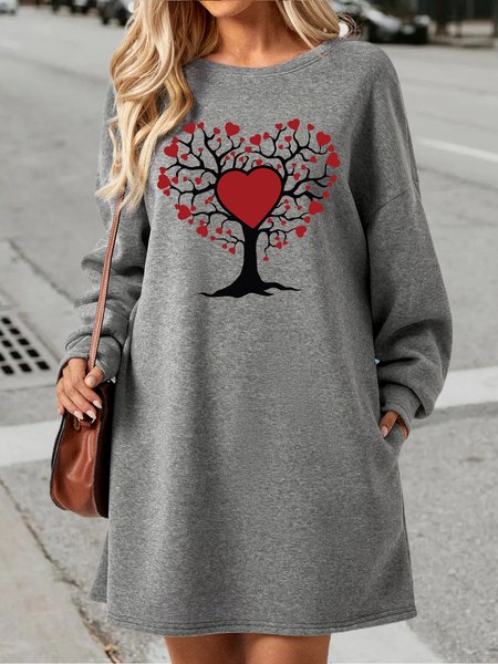 

Women's Heart Tree Crew Neck Casual Dress, Gray, Dresses