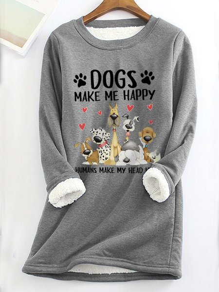 

Fluff/Granular Fleece Fabric Crew Neck Casual Sweatshirt, Gray, Hoodies & Sweatshirts