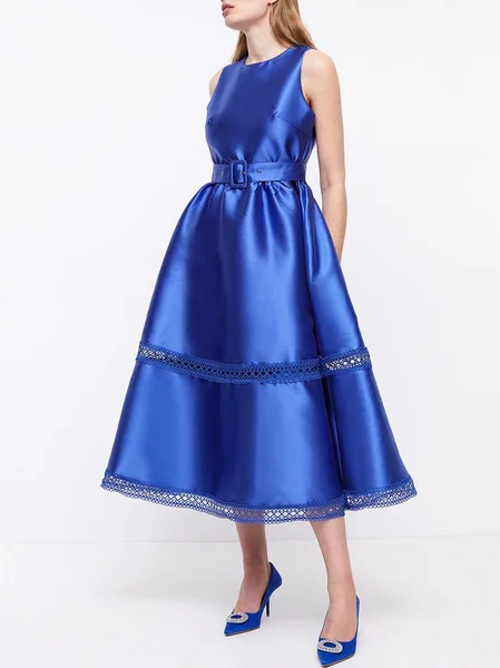

Plain Regular Fit Satin Elegant Dress & Party Dress, Blue, Maxi Dresses
