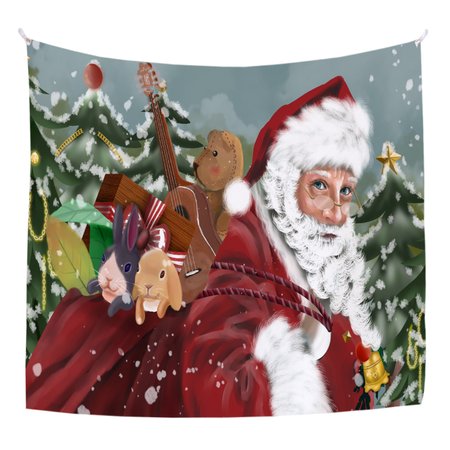 

51x60 Tapestry Christmas Fireplace Art For Backdrop Blanket Home Festival Decor, Color4, Tapestry
