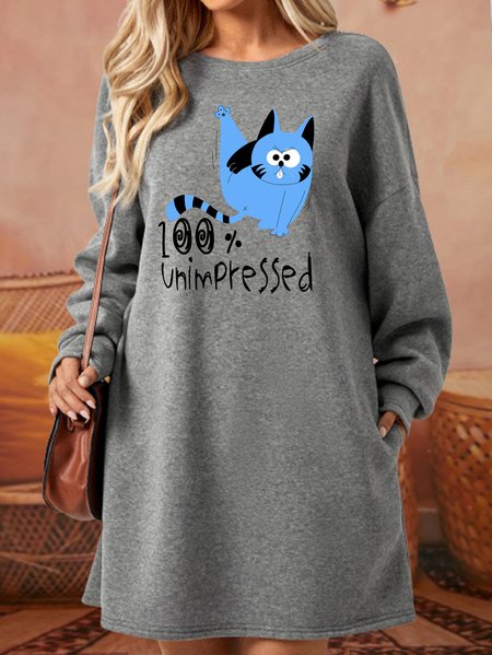 

Lilicloth X Manikvskhan Cat 100% Unimpressed Womens Sweatshirt Dress, Gray, Dresses