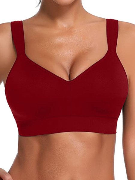 

Sexy Sling Solid Color Sports Yoga Bra Lingerie, Wine red, Bra & Bra Sets