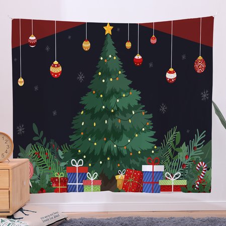 

51x60 Tapestry Christmas Fireplace Xmas Tree Art For Backdrop Blanket Home Festival Decor, Color4, Tapestry