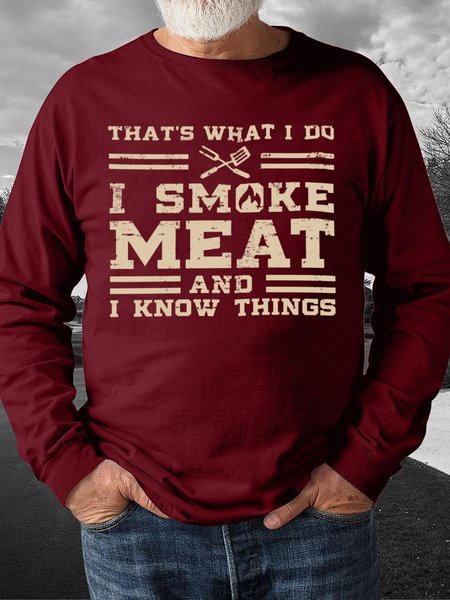 

Thats What I Do I Smoke Meat And I Know Things Mens Sweatshirt, Red, Hoodies&Sweatshirts