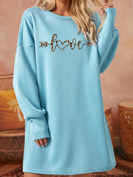 

Womens Valentine‘s Day Love Sweatshirt Dress, Light blue, Dresses