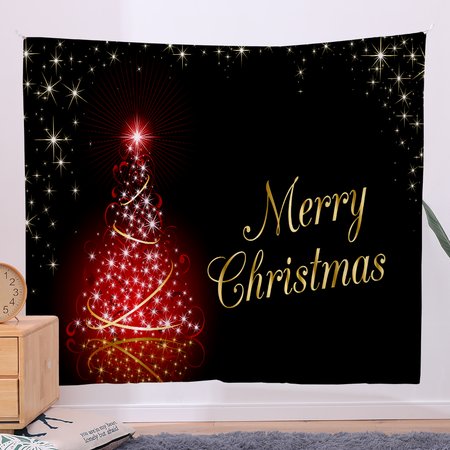 

51x60 Tapestry Christmas Fireplace Xmas Tree Art For Backdrop Blanket Home Festival Decor, Color4, Tapestry